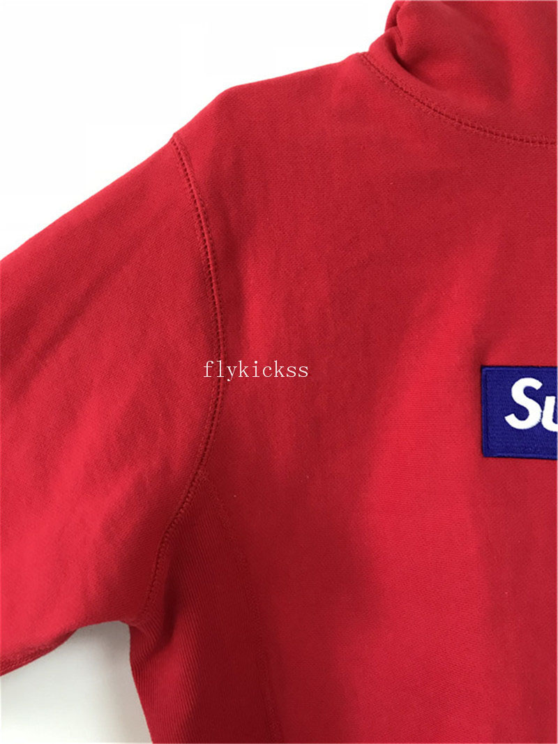 Supreme Red Hoodie With Blue Box Logo